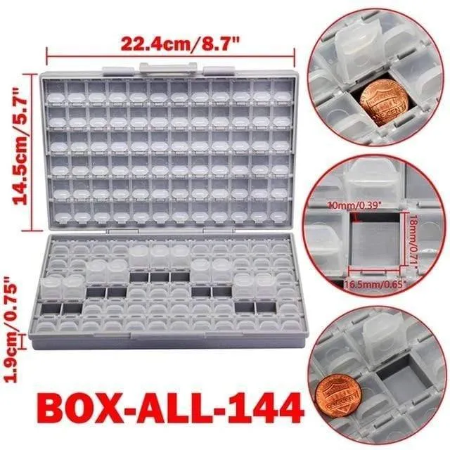 SMD-Aufbewahrungsbox, Kunststoffgehäuse, Oberflächenmontage, Widerstände, Kondensatoren, kleines Fach, winziger Organizer, Werkzeugkasten, Aufbewahrungsbox