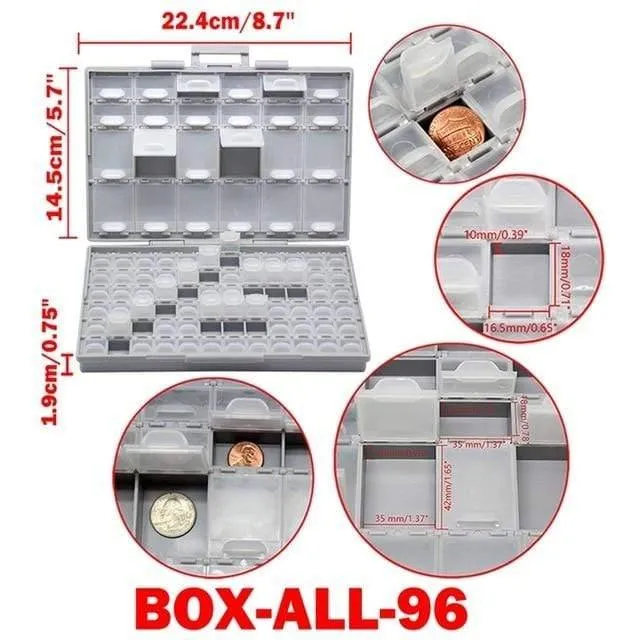 SMD-Aufbewahrungsbox, Kunststoffgehäuse, Oberflächenmontage, Widerstände, Kondensatoren, kleines Fach, winziger Organizer, Werkzeugkasten, Aufbewahrungsbox