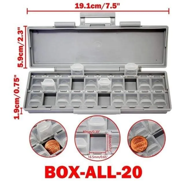 SMD-Aufbewahrungsbox, Kunststoffgehäuse, Oberflächenmontage, Widerstände, Kondensatoren, kleines Fach, winziger Organizer, Werkzeugkasten, Aufbewahrungsbox