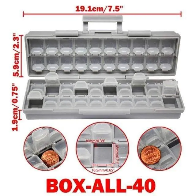 SMD-Aufbewahrungsbox, Kunststoffgehäuse, Oberflächenmontage, Widerstände, Kondensatoren, kleines Fach, winziger Organizer, Werkzeugkasten, Aufbewahrungsbox