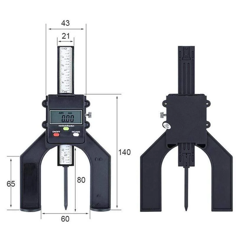 Hochpräzises digitales Tiefenmessgerät, Lochtiefe, Messschieber für DIY-Holzbearbeitungswerkzeug, 0–80 mm, D27