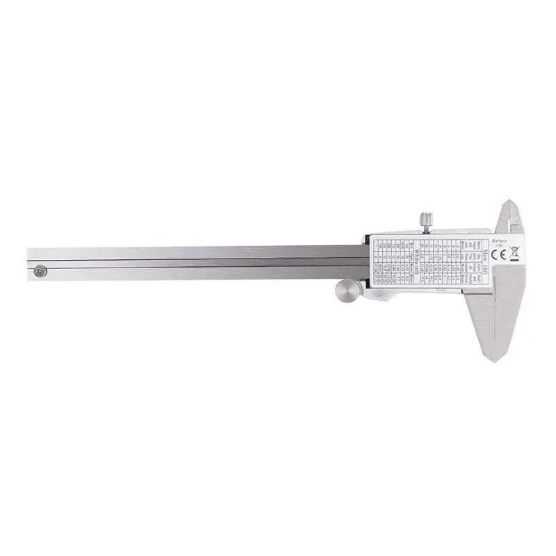 Digitaler Messschieber aus Edelstahl, 150 mm, Bruchteil/mm/Zoll, LCD-Display, Messschieber, hochpräzises Messgerät