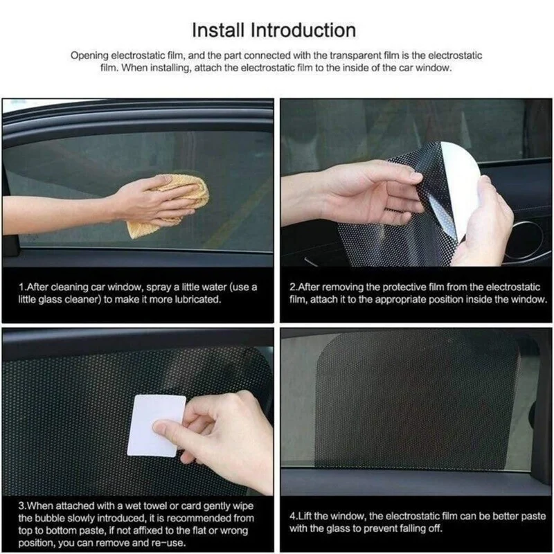 2 PC Auto statische Sonnenschutz-Aufkleber 42 * 38cm Fensterglas PVC Anti-UV Film für Hauptauto Büro Universal Sun Block Film 2019New