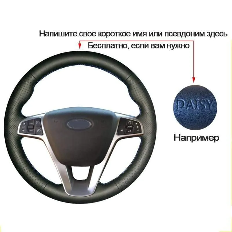 Handgenähte Auto-Lenkradabdeckung aus schwarzem Leder zum Selbermachen für Lada Vesta 2015 2016 2017