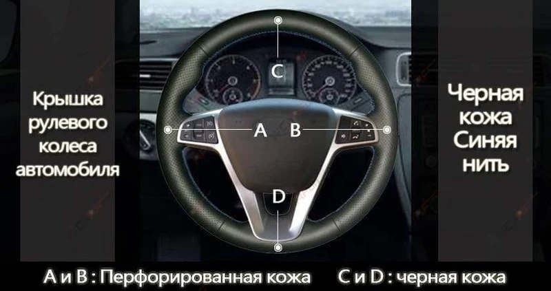 Handgenähte Auto-Lenkradabdeckung aus schwarzem Leder zum Selbermachen für Lada Vesta 2015 2016 2017