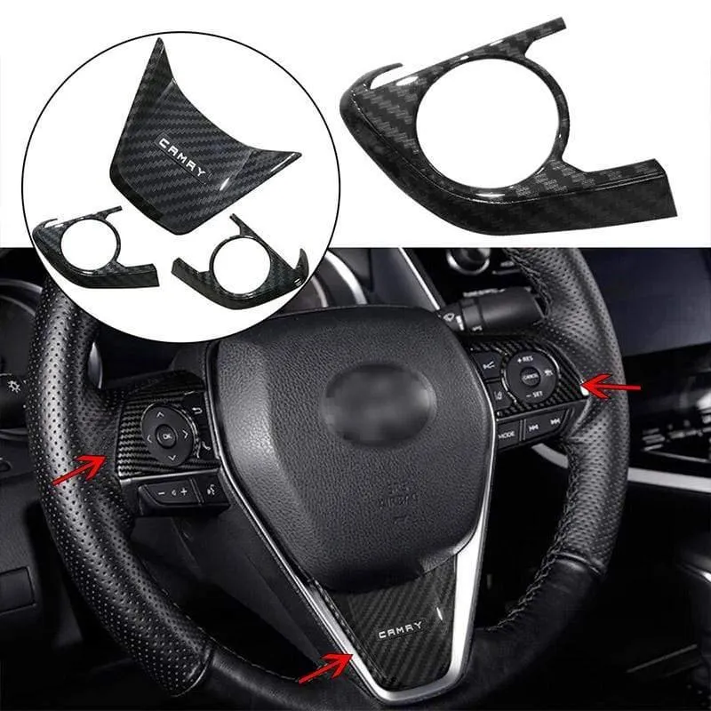 2 STÜCKE Carbon Fiber Innen Lenkrad Knopfrahmen Abdeckung für Toyota Camry 2018 Zubehör