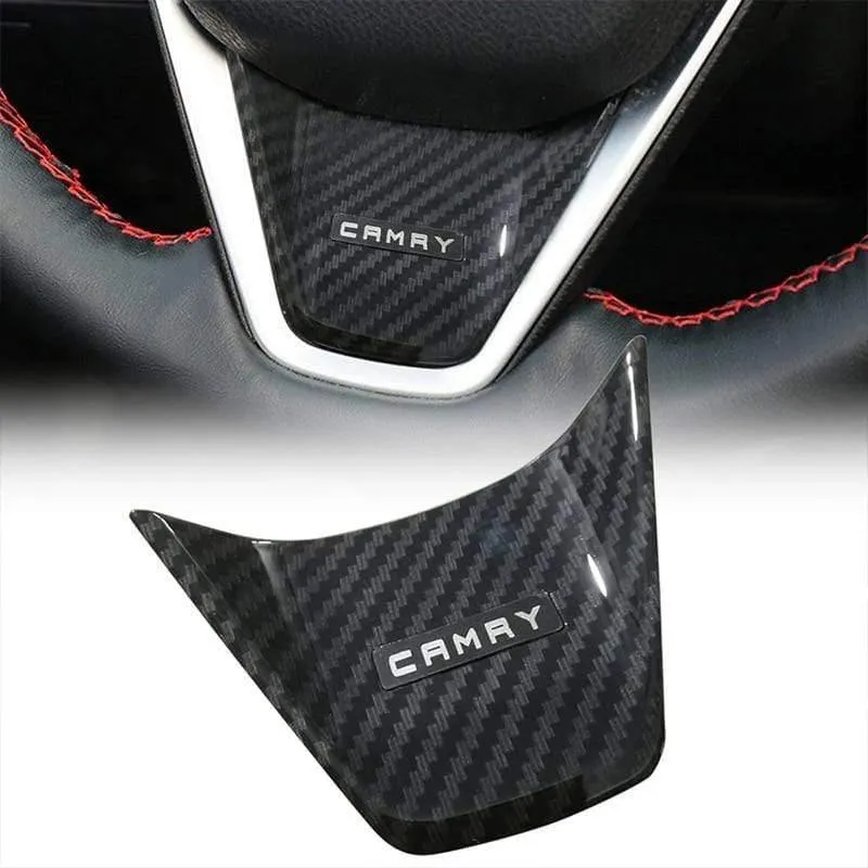 2 STÜCKE Carbon Fiber Innen Lenkrad Knopfrahmen Abdeckung für Toyota Camry 2018 Zubehör