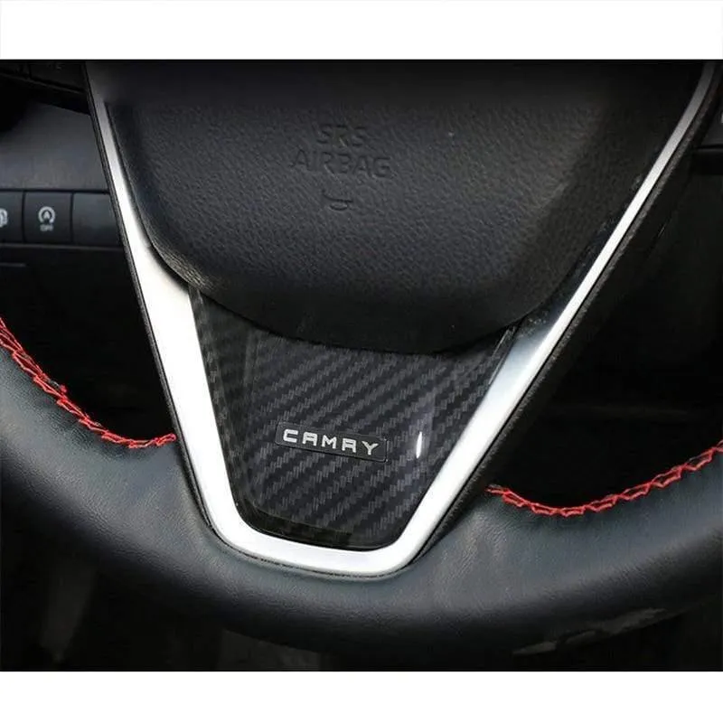 2 STÜCKE Carbon Fiber Innen Lenkrad Knopfrahmen Abdeckung für Toyota Camry 2018 Zubehör