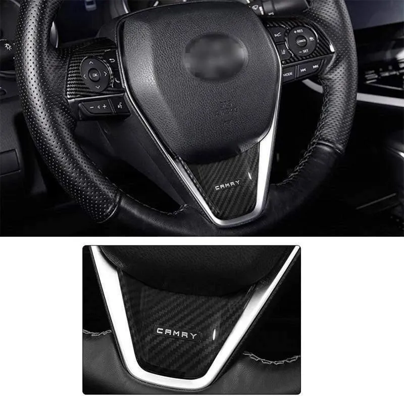 2 STÜCKE Carbon Fiber Innen Lenkrad Knopfrahmen Abdeckung für Toyota Camry 2018 Zubehör