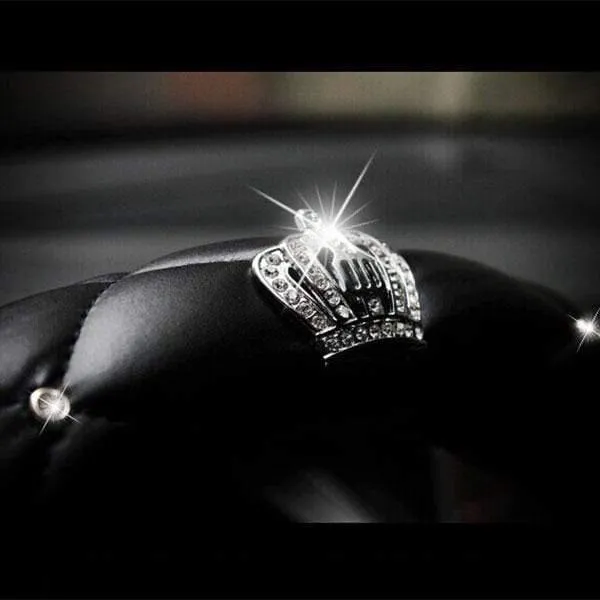 38 cm Luxus Kristall Krone Besetzt Strass PU Leder Auto Lenkrad Abdeckung Diamant Lenkung Abdeckung Innen Auto Zubehör