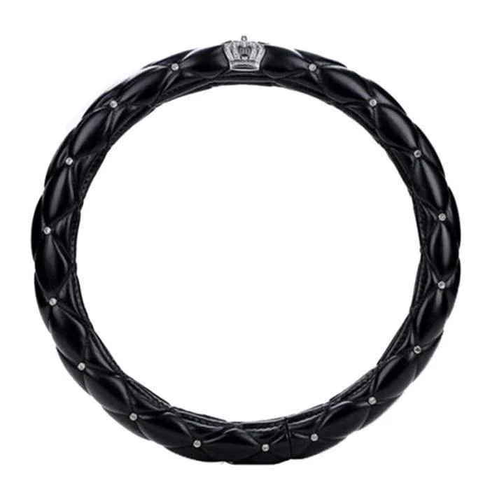 38 cm Luxus Kristall Krone Besetzt Strass PU Leder Auto Lenkrad Abdeckung Diamant Lenkung Abdeckung Innen Auto Zubehör