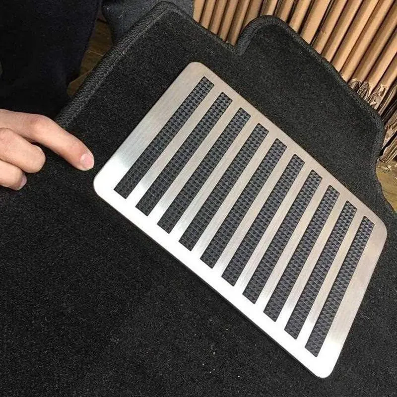 1 STÜCKE Edelstahl + Gummi Boden Teppich Matte Patch Fuß Ferse Platte Pedal Pad Für Auto Auto Zubehör Automatten