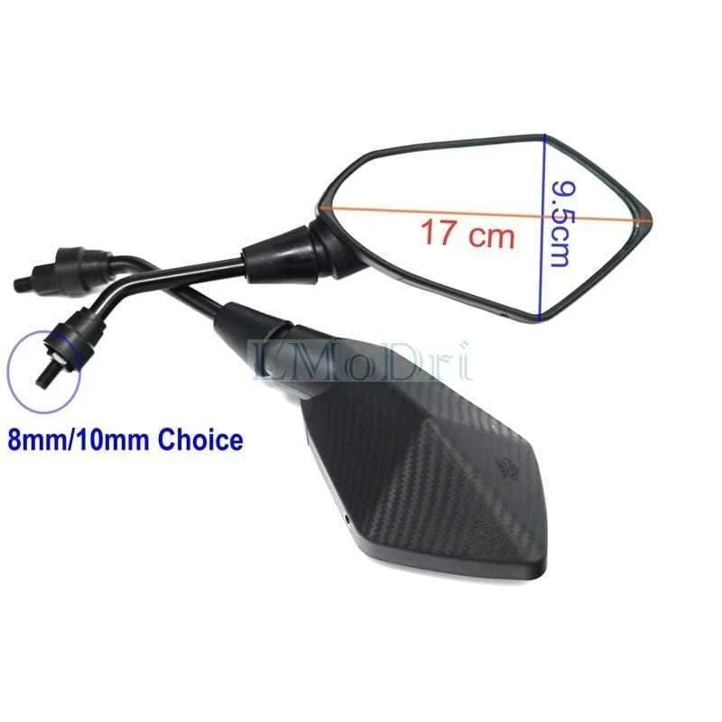 2 Teile/para Motorrad Spiegel Roller E-Bike Rückspiegel Electrombile Rückseite Konvexen Spiegel 8mm 10mm Carbon Fiber