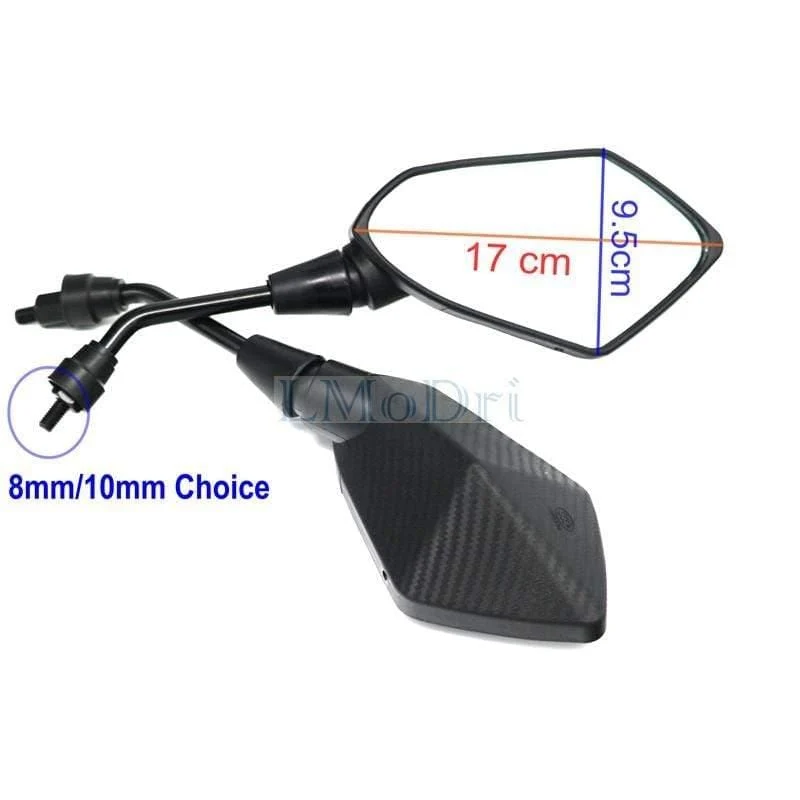 2 Teile/para Motorrad Spiegel Roller E-Bike Rückspiegel Electrombile Rückseite Konvexen Spiegel 8mm 10mm Carbon Fiber