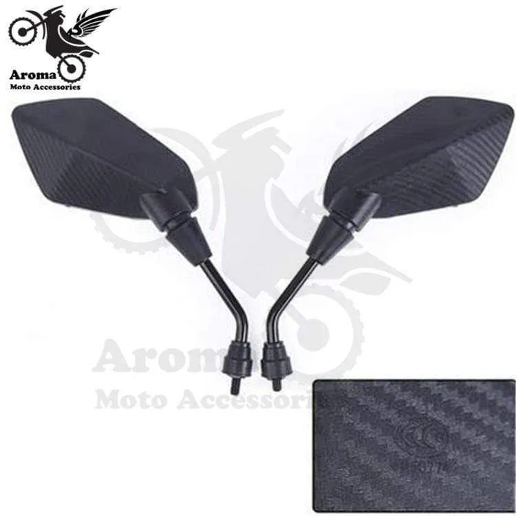 Schwarzer Carbonfaser-Universal-Seitenspiegel mit 10 mm 8 mm Schraube für Motocross, ATV, Offroad, Dirt Pit Bike, Motorrad, für Benelli, Yamaha, Suzuki, Kawasaki, Honda, CB500X, CB650F, PCX 125, Zubehör, Moto-Motorrad-Rückspiegel