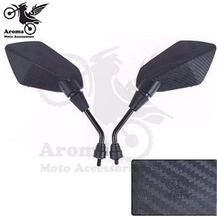 Schwarzer Carbonfaser-Universal-Seitenspiegel mit 10 mm 8 mm Schraube für Motocross, ATV, Offroad, Dirt Pit Bike, Motorrad, für Benelli, Yamaha, Suzuki, Kawasaki, Honda, CB500X, CB650F, PCX 125, Zubehör, Moto-Motorrad-Rückspiegel