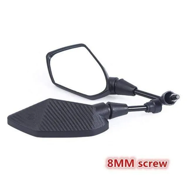Schwarzer Carbonfaser-Universal-Seitenspiegel mit 10 mm 8 mm Schraube für Motocross, ATV, Offroad, Dirt Pit Bike, Motorrad, für Benelli, Yamaha, Suzuki, Kawasaki, Honda, CB500X, CB650F, PCX 125, Zubehör, Moto-Motorrad-Rückspiegel