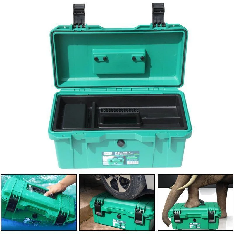 Wasserdichtes Werkzeugset 15"/17"/19" Werkzeugkasten Zweischichtiger Dichtungskasten Stoßfester Koffer Kunststoff-Werkzeugkasten Tragbarer Koffer für Werkzeuge