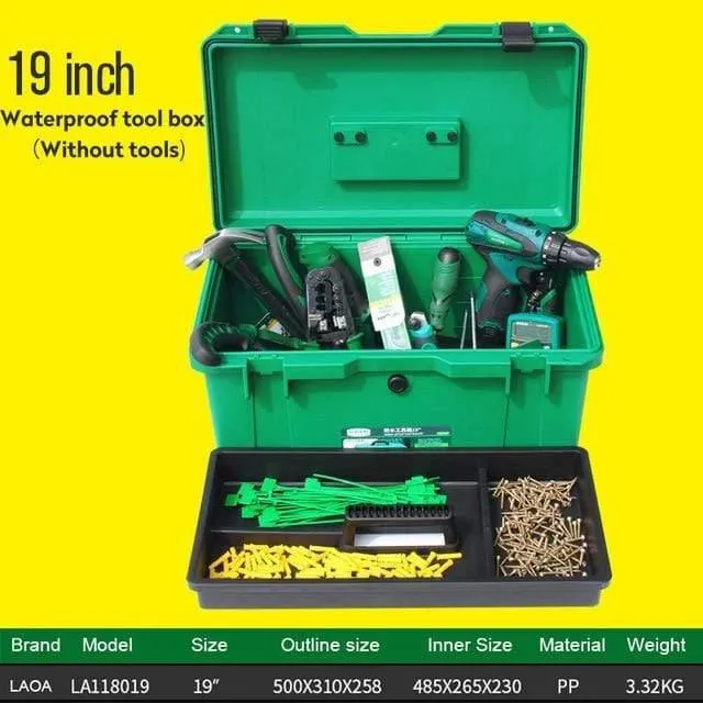 Wasserdichtes Werkzeugset 15"/17"/19" Werkzeugkasten Zweischichtiger Dichtungskasten Stoßfester Koffer Kunststoff-Werkzeugkasten Tragbarer Koffer für Werkzeuge