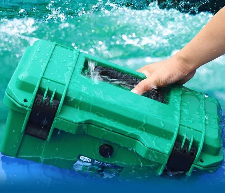Wasserdichtes Werkzeugset 15"/17"/19" Werkzeugkasten Zweischichtiger Dichtungskasten Stoßfester Koffer Kunststoff-Werkzeugkasten Tragbarer Koffer für Werkzeuge