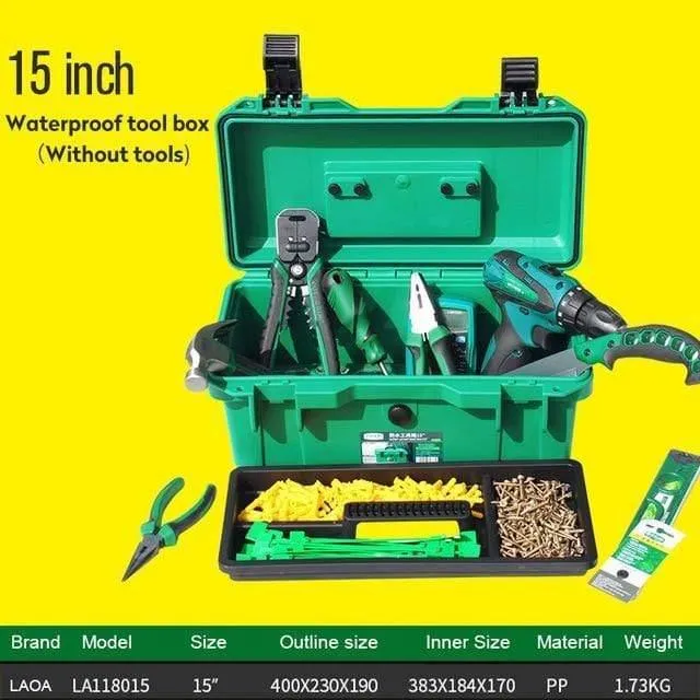 Wasserdichtes Werkzeugset 15"/17"/19" Werkzeugkasten Zweischichtiger Dichtungskasten Stoßfester Koffer Kunststoff-Werkzeugkasten Tragbarer Koffer für Werkzeuge