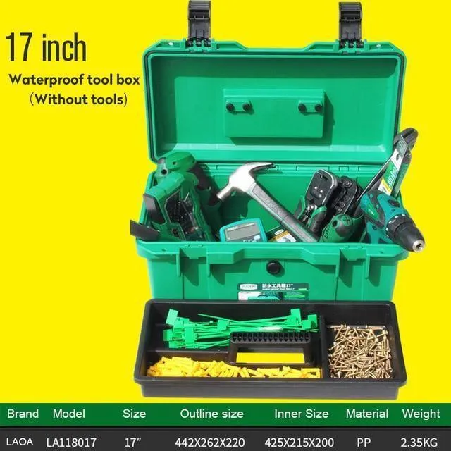 Wasserdichtes Werkzeugset 15"/17"/19" Werkzeugkasten Zweischichtiger Dichtungskasten Stoßfester Koffer Kunststoff-Werkzeugkasten Tragbarer Koffer für Werkzeuge
