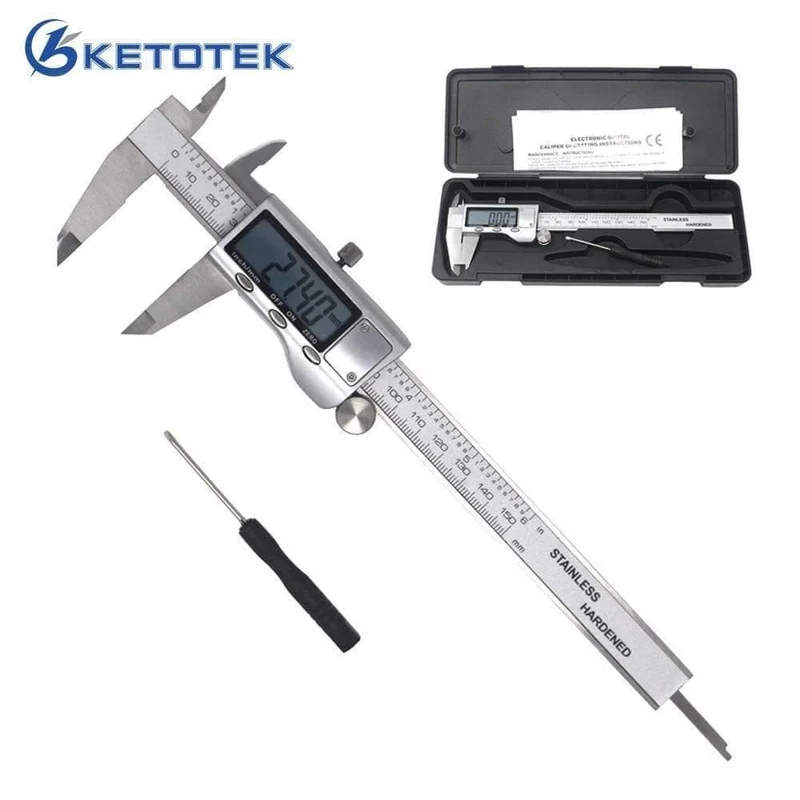 Digitaler Messschieber 6 Zoll 150mm Edelstahl Elektronischer Messschieber Mikrometer Tiefenmesswerkzeuge