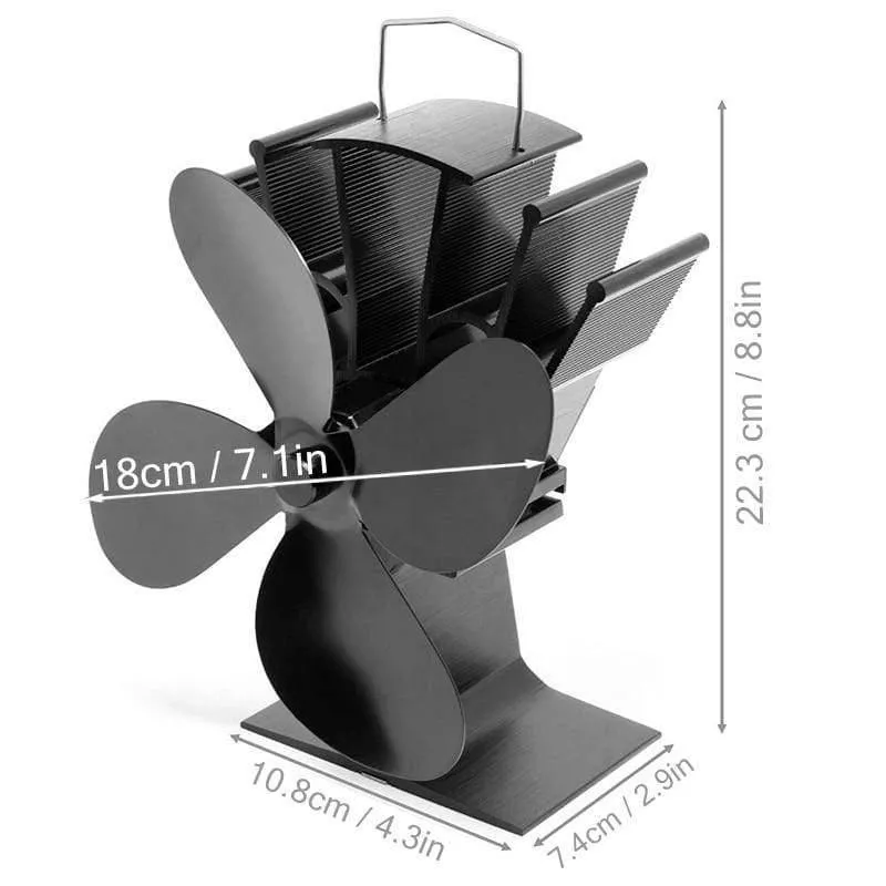 Black Stove Fan 4 Blade Kamin Fan Wärmebetriebene komin Holzbrenner Eco Fan Friendly Quiet Home Effiziente Wärmeverteilung