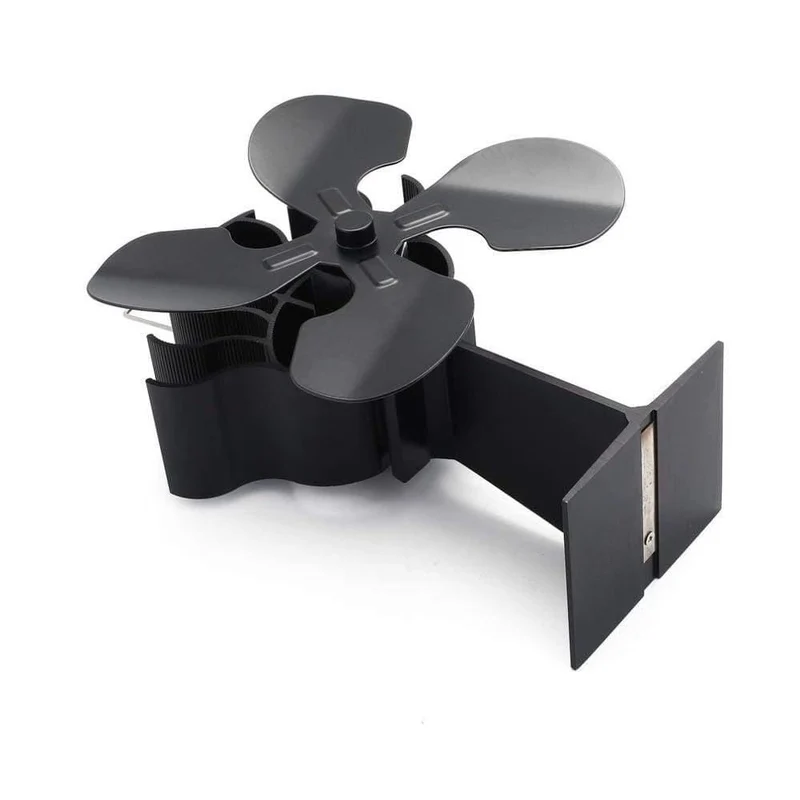 4-flügeliger, wärmebetriebener Kaminofen mit Kaminholzbrenner Ecofan Quiet Black Home Fireplace Fan Effiziente Wärmeverteilung