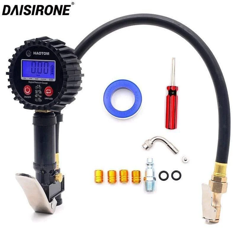 1 / 4 NPT Digitaler Schnellkupplungs-Reifenfüller mit Manometer 0-200PSI Luftfutter und Kompressorzubehör Reifenreparaturwerkzeuge