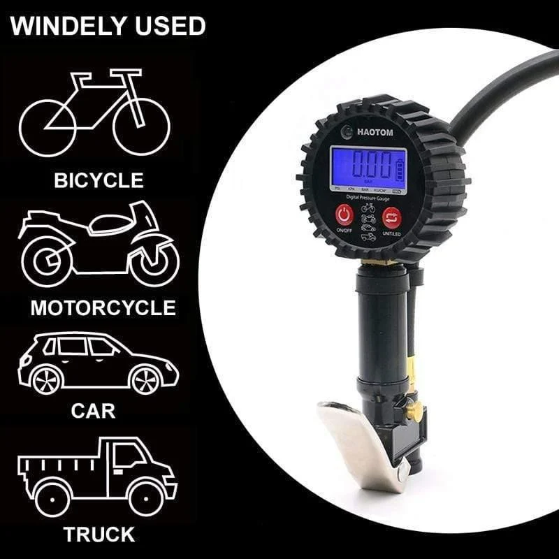 1 / 4 NPT Digitaler Schnellkupplungs-Reifenfüller mit Manometer 0-200PSI Luftfutter und Kompressorzubehör Reifenreparaturwerkzeuge