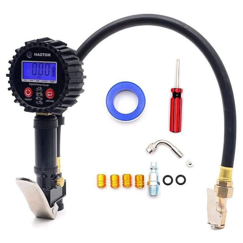 1 / 4 NPT Digitaler Schnellkupplungs-Reifenfüller mit Manometer 0-200PSI Luftfutter und Kompressorzubehör Reifenreparaturwerkzeuge