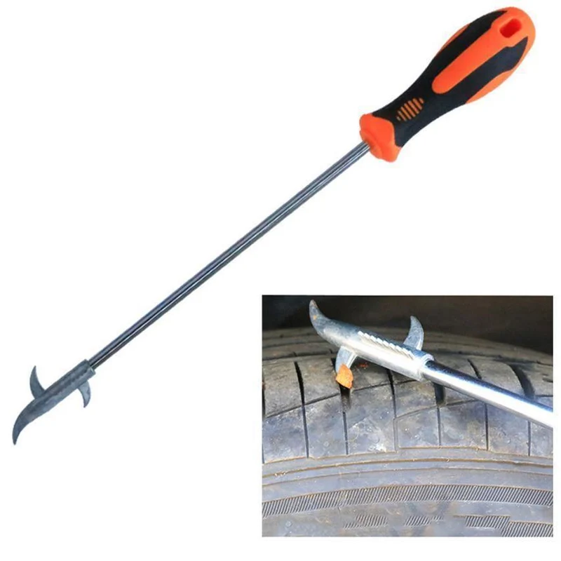 Multi-Haken-Design Reifenreparatur-Werkzeuge 1PC Long Handel Autoreifen-Reinigungsstein-Werkzeug-Rillen-Bruchstein-Entferner Dropshipping