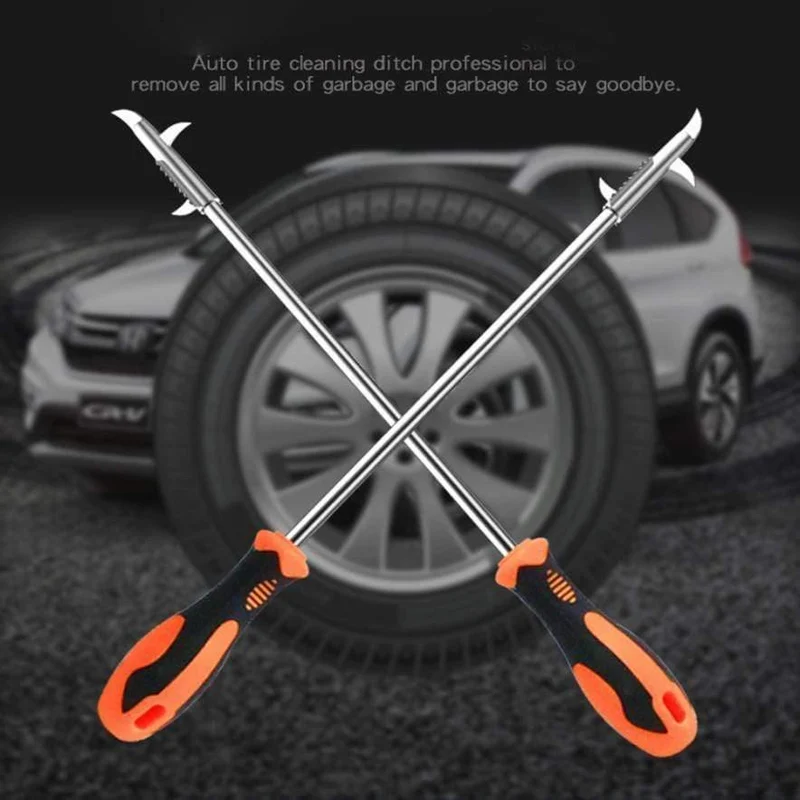 Multi-Haken-Design Reifenreparatur-Werkzeuge 1PC Long Handel Autoreifen-Reinigungsstein-Werkzeug-Rillen-Bruchstein-Entferner Dropshipping