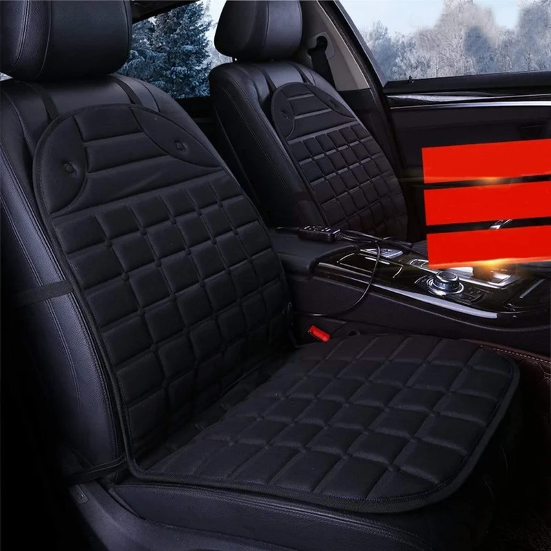 2Pcs In 1 Schnell beheizt & verstellbar Schwarz / Grau / Blau / Rot Auto elektrisch beheizter Sitz Auto Styling Winterpolster Kissen Autoplanen