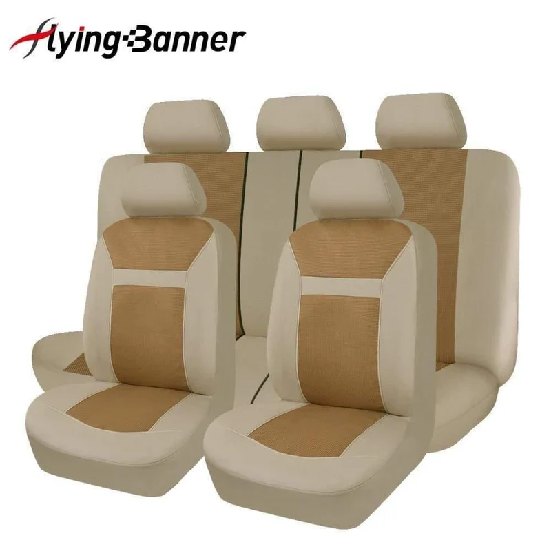 11 Pcs Polyster Material Volle Autositzbezüge Set Universal Fit Die Meisten Klassischen Autositzbezug Beige / Grau / Schwarz Farbe