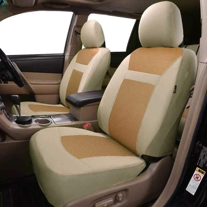 11 Pcs Polyster Material Volle Autositzbezüge Set Universal Fit Die Meisten Klassischen Autositzbezug Beige / Grau / Schwarz Farbe