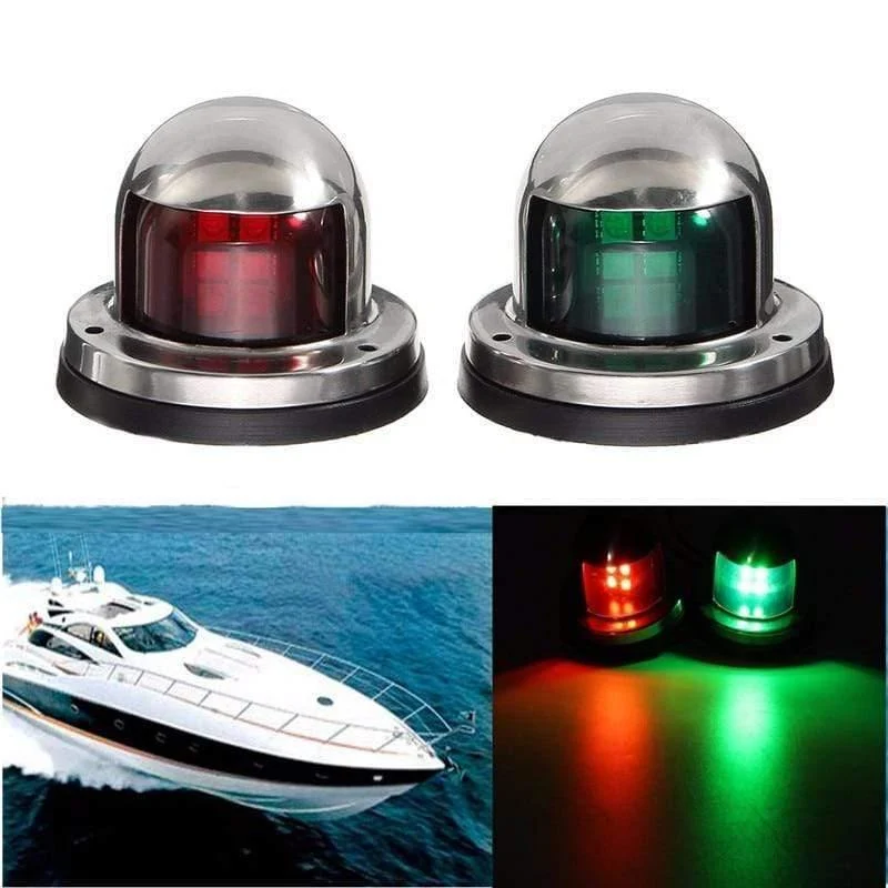 1 paar 12V Edelstahl Rot Grün Bogen FÜHRTE Navigation Lichter Boot Marine Anzeige Spot Licht Marine Boot Yacht segeln Licht
