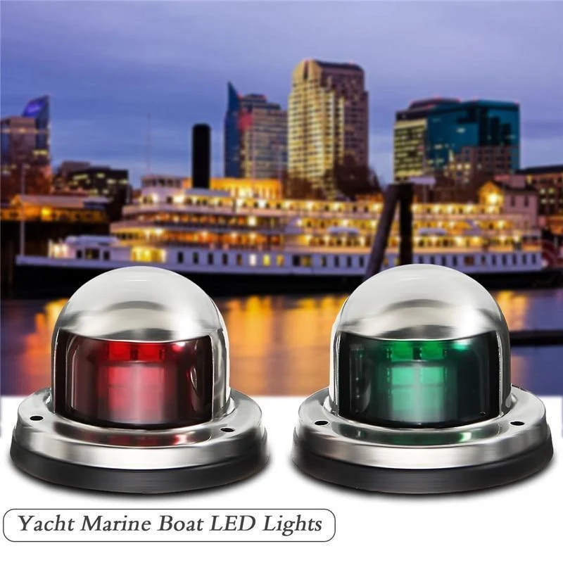 1 paar 12V Edelstahl Rot Grün Bogen FÜHRTE Navigation Lichter Boot Marine Anzeige Spot Licht Marine Boot Yacht segeln Licht