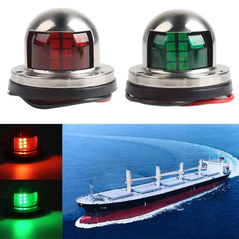 1 paar Edelstahl + ABS Rot Grün Navigation Licht Boot Marine Anzeige Spot Licht Marine Boot Zubehör Boot Yacht segeln