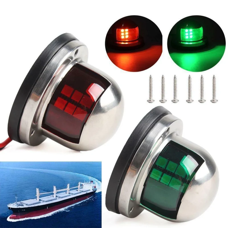 1 paar Edelstahl + ABS Rot Grün Navigation Licht Boot Marine Anzeige Spot Licht Marine Boot Zubehör Boot Yacht segeln