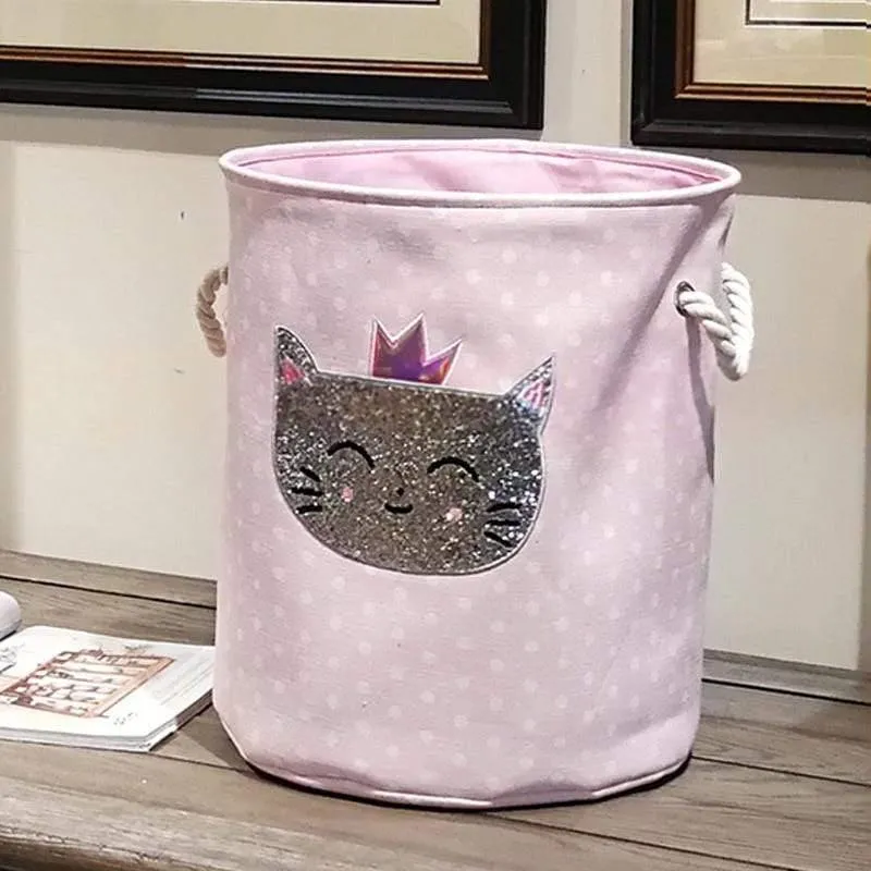 35 * 40 cm Kleinigkeiten Lagerung Fässer Hohe Kapazität Rosa Schwan Katze Faltbare Spielzeug Aufbewahrungsbox Home Organizer Schmutzwäsche Korb Leinwand