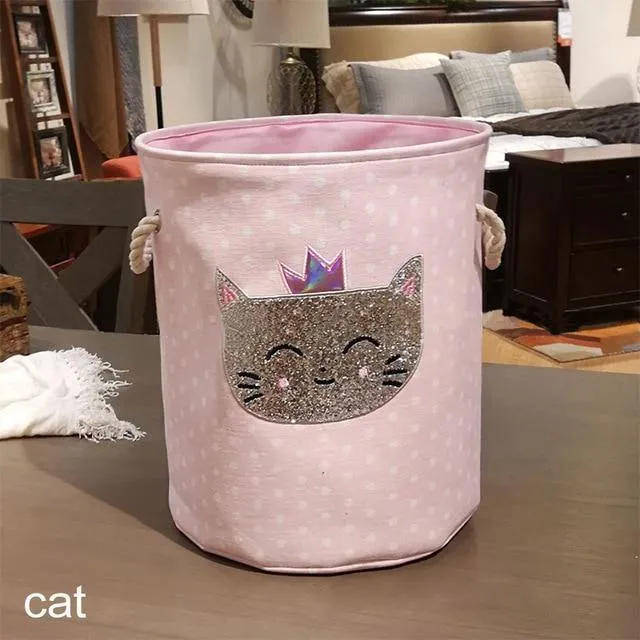 35 * 40 cm Kleinigkeiten Lagerung Fässer Hohe Kapazität Rosa Schwan Katze Faltbare Spielzeug Aufbewahrungsbox Home Organizer Schmutzwäsche Korb Leinwand
