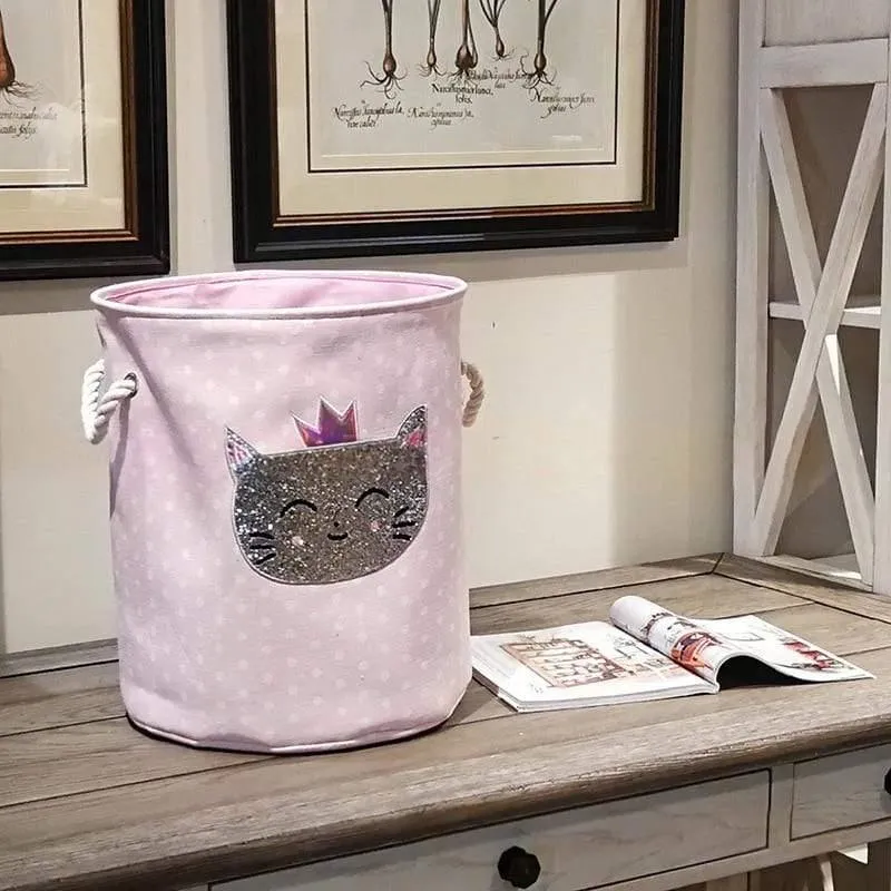35 * 40 cm Kleinigkeiten Lagerung Fässer Hohe Kapazität Rosa Schwan Katze Faltbare Spielzeug Aufbewahrungsbox Home Organizer Schmutzwäsche Korb Leinwand