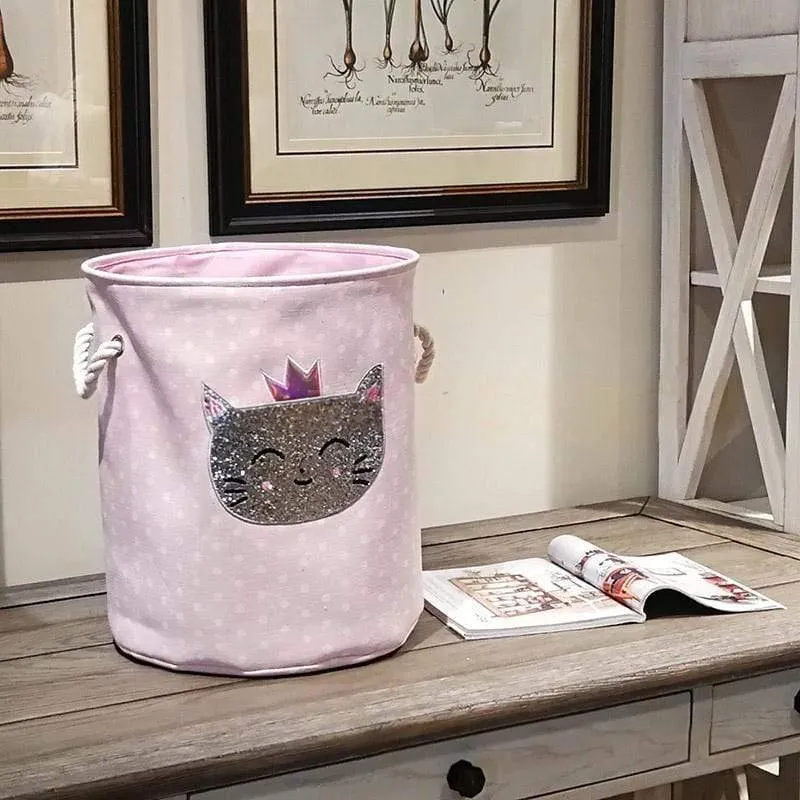 35 * 40 cm Kleinigkeiten Lagerung Fässer Hohe Kapazität Rosa Schwan Katze Faltbare Spielzeug Aufbewahrungsbox Home Organizer Schmutzwäsche Korb Leinwand