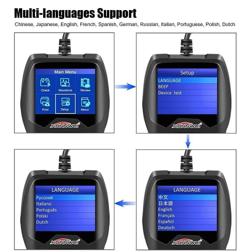 KW600 12V Autobatterietester 100 bis 2000CCA 12 Volt Batteriewerkzeuge für das Auto Quick Cranking Charging Diagnostic