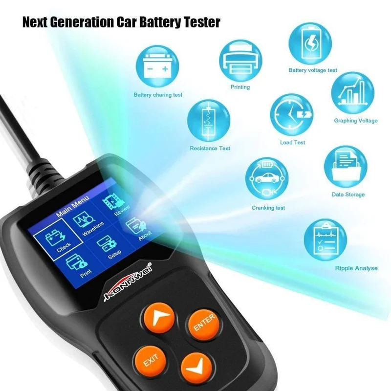 KW600 12V Autobatterietester 100 bis 2000CCA 12 Volt Batteriewerkzeuge für das Auto Quick Cranking Charging Diagnostic