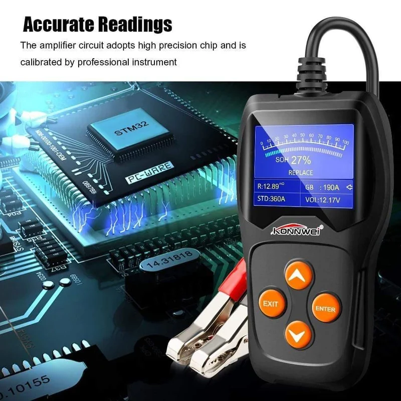 KW600 12V Autobatterietester 100 bis 2000CCA 12 Volt Batteriewerkzeuge für das Auto Quick Cranking Charging Diagnostic