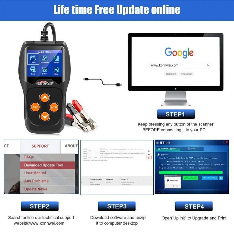 KW600 12V Autobatterietester 100 bis 2000CCA 12 Volt Batteriewerkzeuge für das Auto Quick Cranking Charging Diagnostic