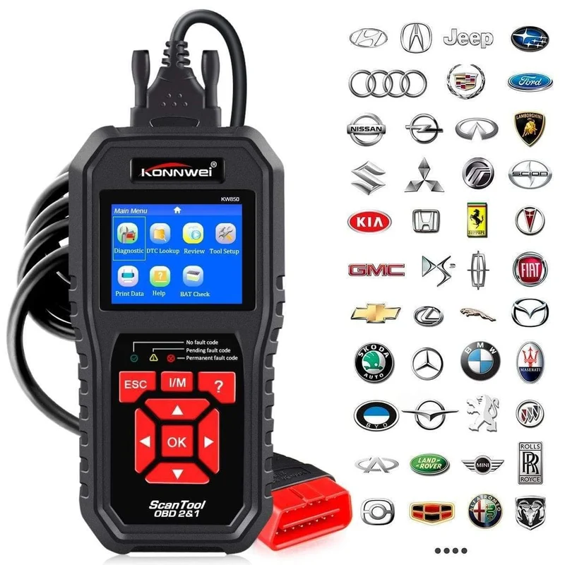 KW850 OBD2 Selbstdiagnosescanner Universal-OBD-Autodiagnosewerkzeug ODB2 Check Engine Kfz-Autocodeleser Schwarz
